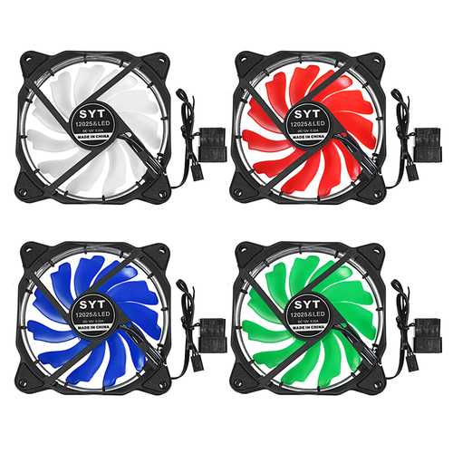 12CM DC 12V 1200 RPM Bright LED Light Computer Case Cooling Fan 3/4Pin PC Cooler Heatsink