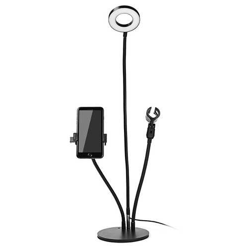 Universal 3 in 1 Live Stream Fill Light Microphone Holder Desktop Phone Stand for iPhone Xiaomi