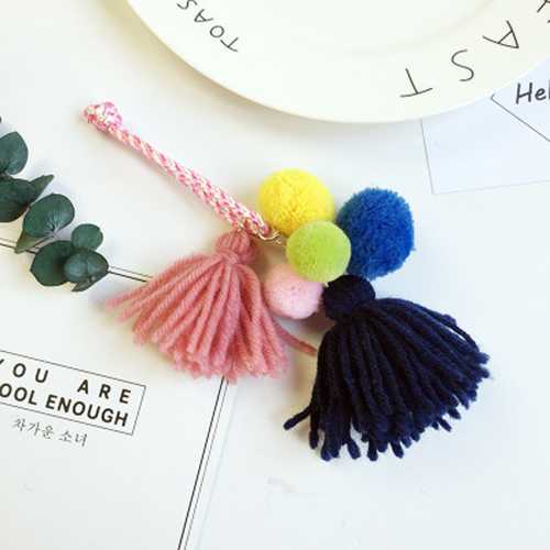 South Korea color wool rope tassel hair ball DIY mobile phone holder accessories For Smart phone