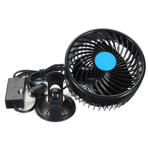 12V/24V 6 Inch 360 Degree Rotation Car Auto Air Cooler Fan Suction Cup Quiet Vehicle