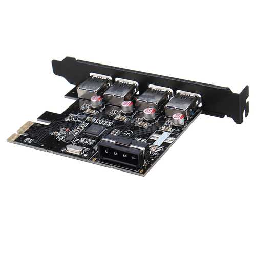 PCI-E to USB3.0 4 Ports USB 3.0 Expansion Card 4 PIN Interface Power Connector For Desktop