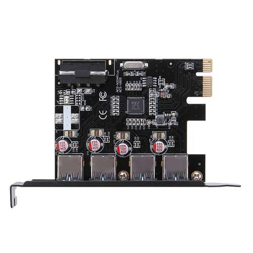 PCI-E to USB3.0 4 Ports USB 3.0 Expansion Card 4 PIN Interface Power Connector For Desktop