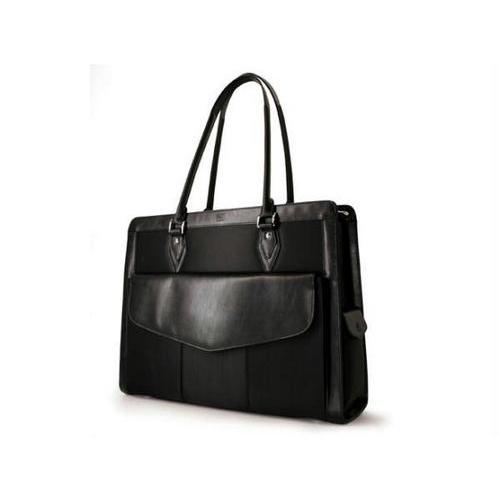 GENEVA LAPTOP BRIEFCASE - HOLDS 17.3 SCREENS - BLACK MICROFIBER W/ LEATHER TRIM-