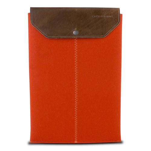 Graf & Lantz Felt Sleeve Case with Leather Flap for 11 MacBook Air - Orange