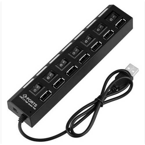 7 Ports USB 2.0 LED Hub High Speed Sharing Switch