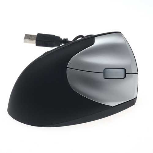 USB 1600DPI Vertical Wired Mouse Optical Mouse Black+Silver