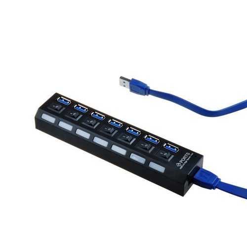 7 Ports USB3.0 External HUB with Individual Switch + USB A to B Cable