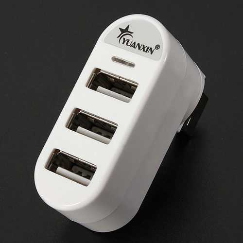 Mini 3 Port USB 2.0 Rotate External Splitter Adapter Hub for PC Laptop