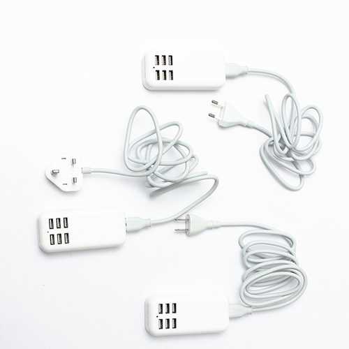 US UK EU AC Power 6 Port USB Wall Charger 1.4M with Power Cable