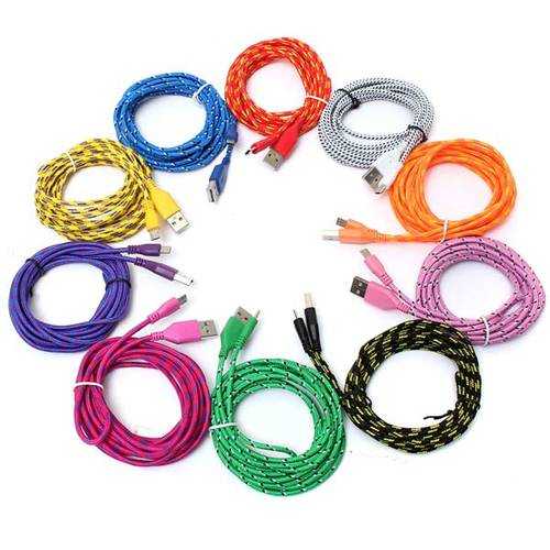 3M Micro USB Strong Round Braided Data Sync Charger Cable For Tablet Cell Phone