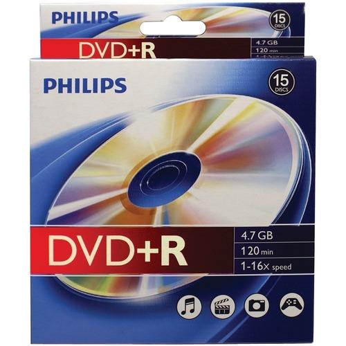 Philips(R) DR4S6B10B/17 4.7GB 16x DVD+Rs, 10-pk Peggable Box