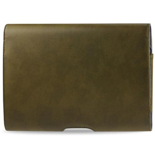 REIKO SMOOTH HORIZONTAL LEATHER POUCH IN ARMY GREEN