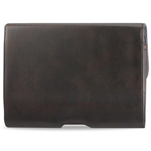 REIKO SMOOTH HORIZONTAL LEATHER POUCH IN BROWN