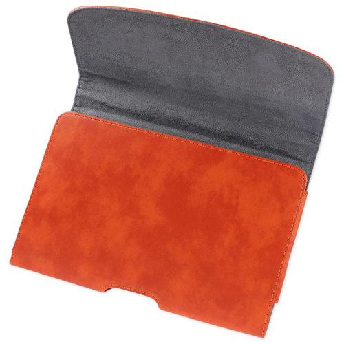 REIKO SMOOTH HORIZONTAL LEATHER POUCH IN ORANGE