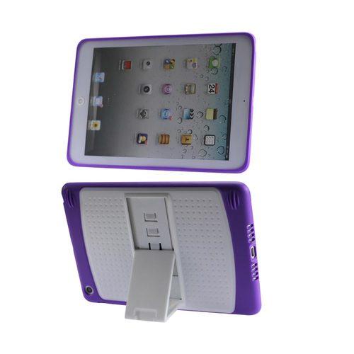 REIKO IPAD MINI/MINI 2 HYBRID HEAVY DUTY MESH CASE WITH KICKSTAND IN WHITE PURPLE